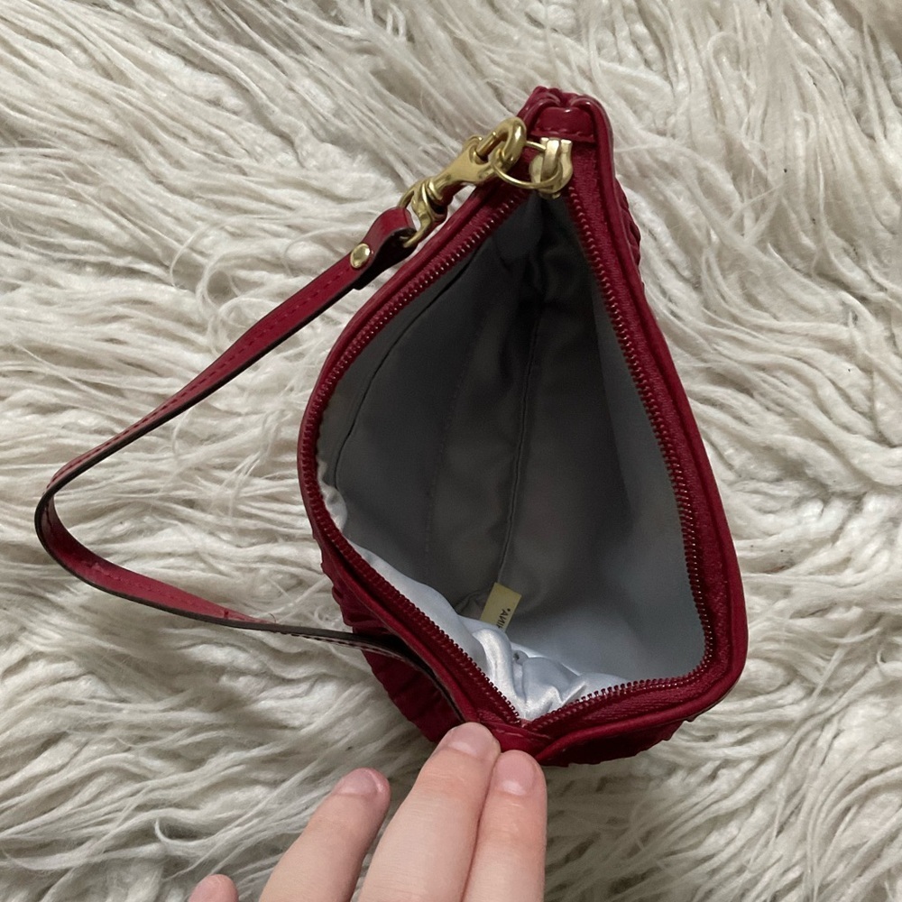 Coach Ashley Wine Red Zip Around Gathered Satin Y2K 2000s Wristlet Bag EUC - Picture 6 of 8